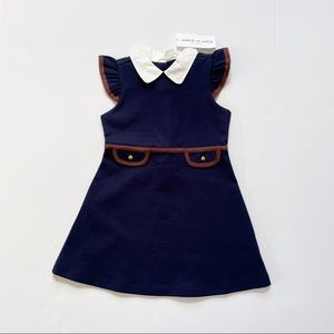 NWT Janie and Jack Ponte Collared Dress in Navy Size 3T